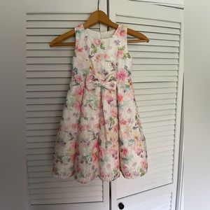 Size 6 Pastel floral girls party dress with lace overlay